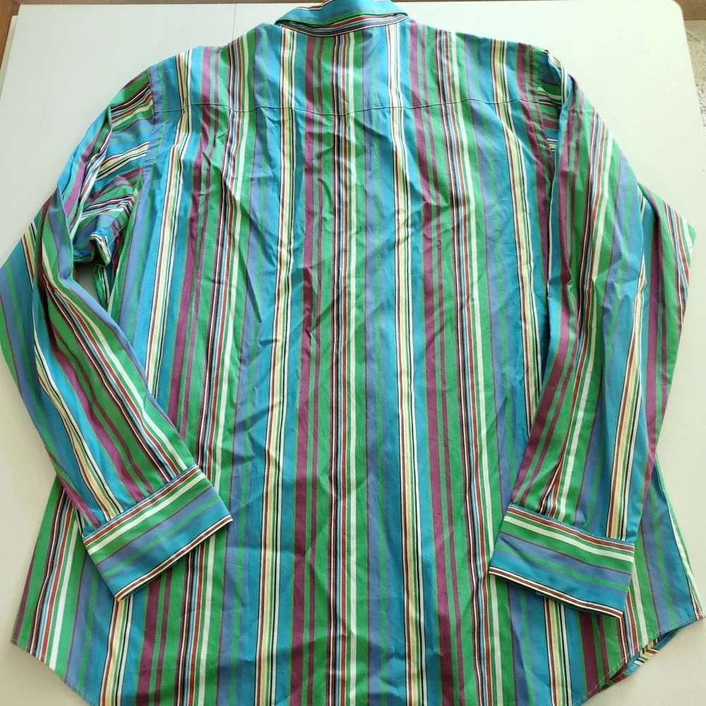 New Vintage Polo Ralph Lauren Mens 2XL Striped Pearl Snap Western Shirt NWT